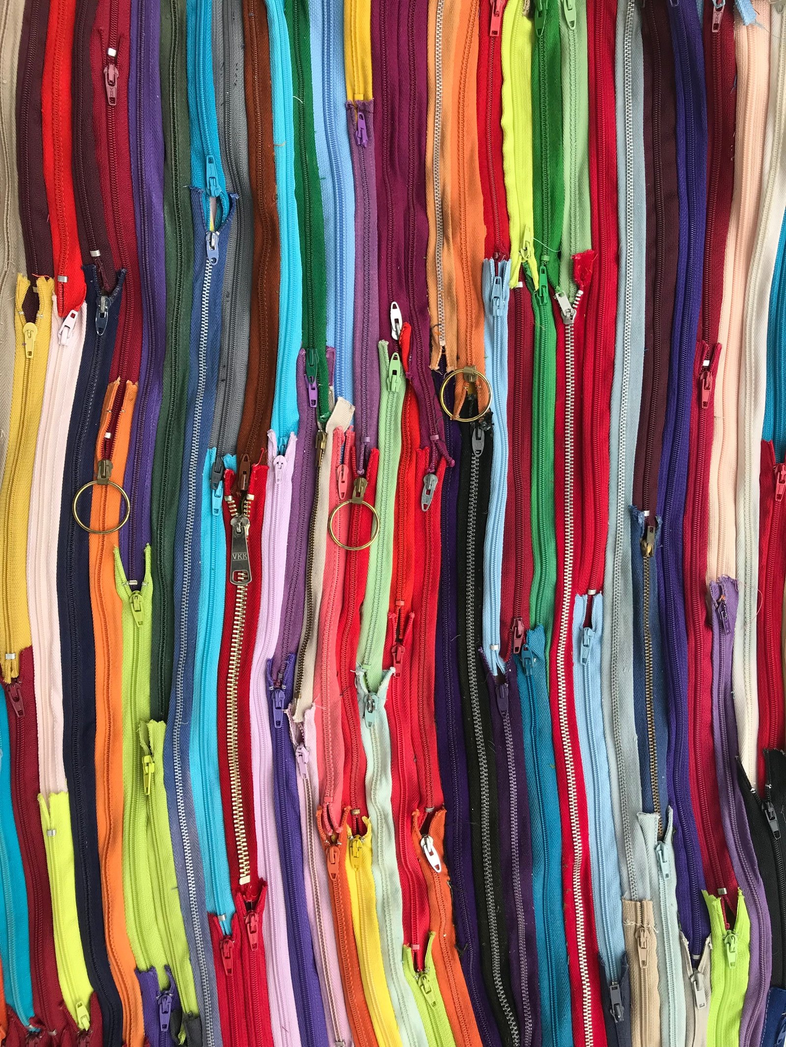 Coil zippers in many colours